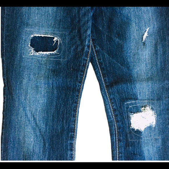 GAP Legging Distressed Jeans With Pockets Dark Denim Blue Size 4/27 - Picture 5 of 8